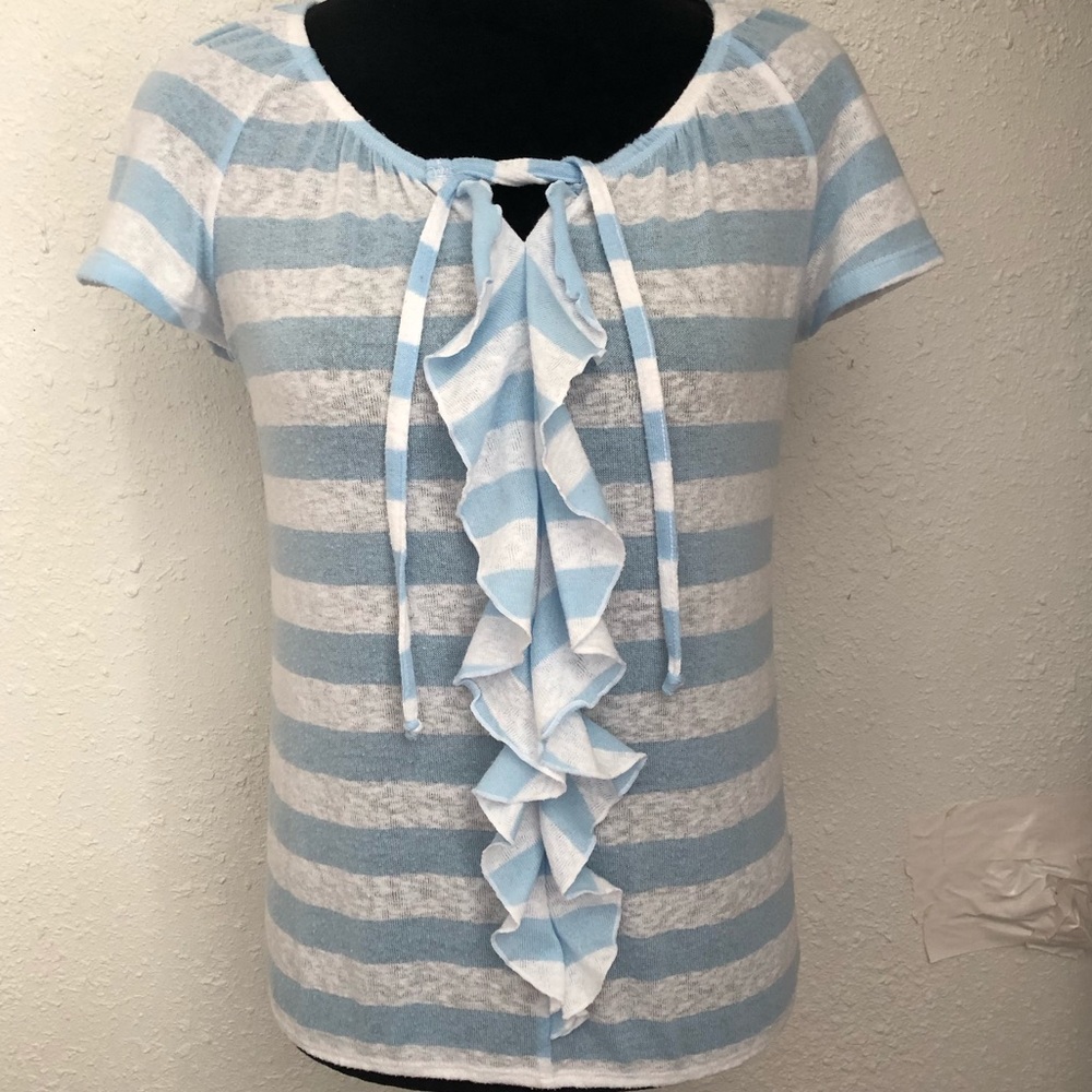 Light blue ruffled top